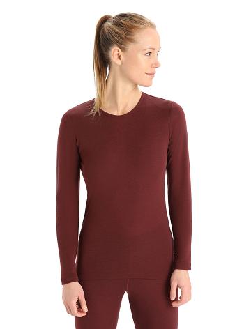 Women's Icebreaker Merino 175 Everyday Long Sleeve Crewe Thermal Top Base Layers Espresso | CA 1037LISH